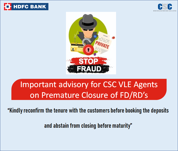 cscfinancial_'s tweet photo. Important Advisory For All VLEs!
Follow due procedures and Stay informed..
#cscfinancialservices
#digitalindia
#commonservicecenters
#hdfcbank
#cybercrime
#cybersecurity https://t.co/zOUA1oSUzN