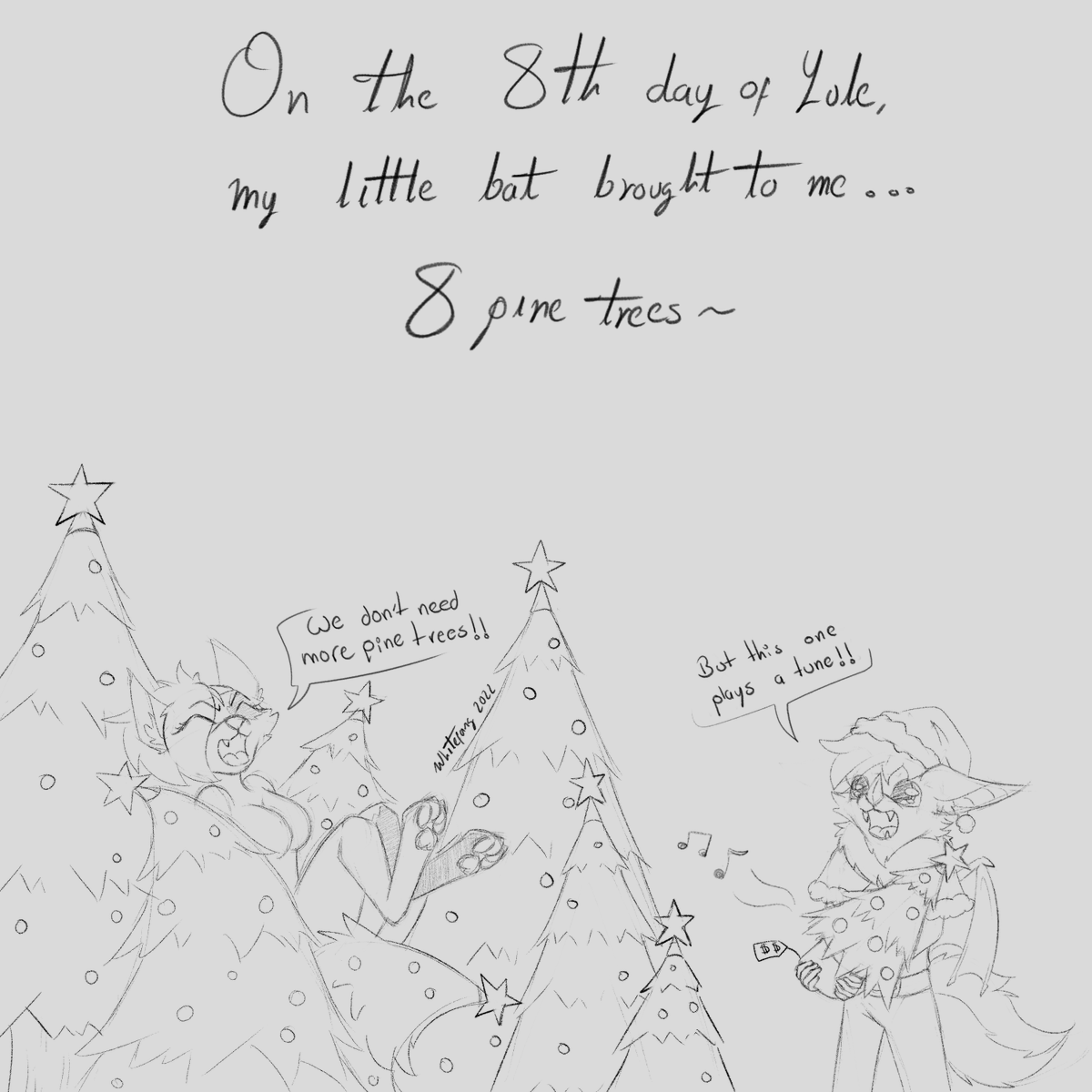 ZackWhitefang's tweet photo. On the 8th day of Yule~ ๐ฆ๐งก๐
No such thing as too many pine trees
#DailyDoodle #Yule #Yuletide #furry #furryart #furryartist https://t.co/If0lIK48d7
