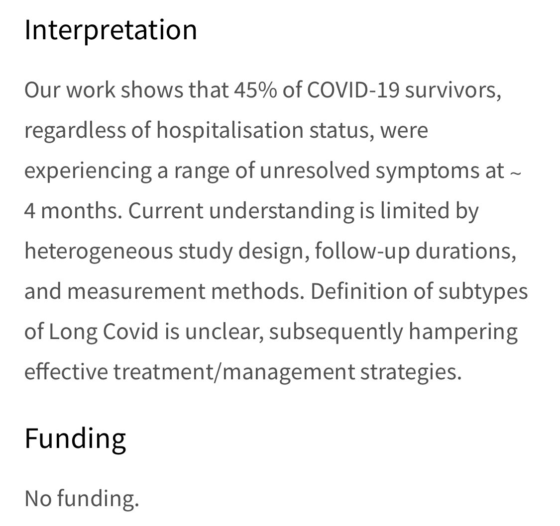 This is #TheGreatDebilitation.

A massive study with global data, published Dec 1, 2022, showed nearly half of those who had #COVID still had symptoms 4 months later. 

thelancet.com/journals/eclin…

#COVID19 #COVIDisNotOver #LongCovid #edchat