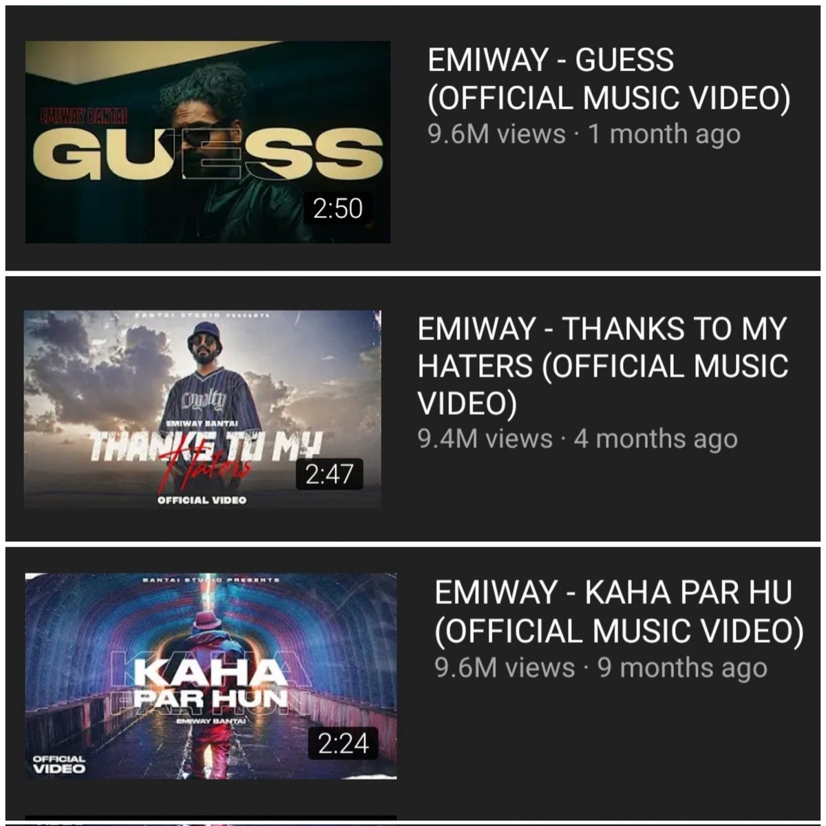 BantaiKaHipHop's tweet photo. 10M Views Soon On
#Guess:-622K+ Likes, 2M+ Streams
#ThanksToMyHaters:-625K+ Likes, 1.9M+ Streams
#KahaParHu:-467K+ Likes, 1.6M+ Streams

Organic Views/Streams Without Single Ad. https://t.co/tJbDmunERR