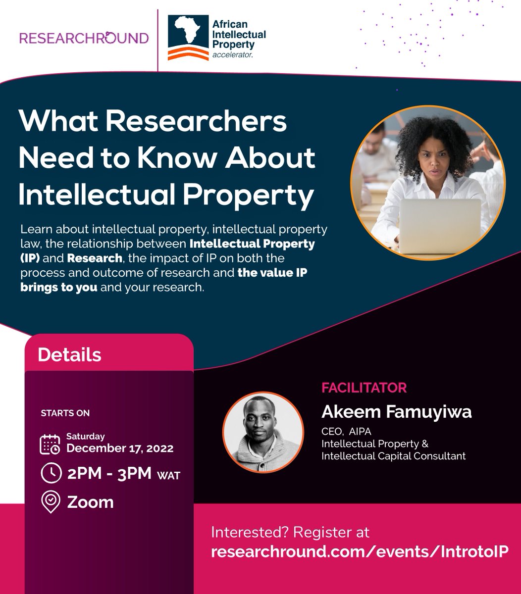 We are happy to kickoff our partnership with AIPA with this introductory session on Intellectual Property. 

Register for free now. 

researchround.com/events/introto…