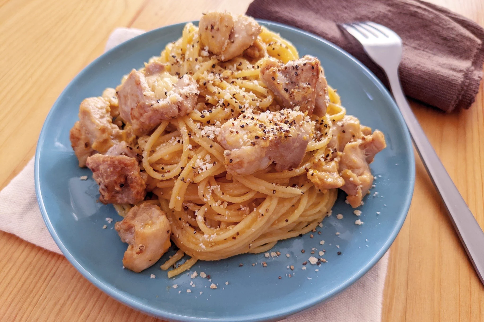 クリスマスにも良いかも！「チキンカルボナーラ」。