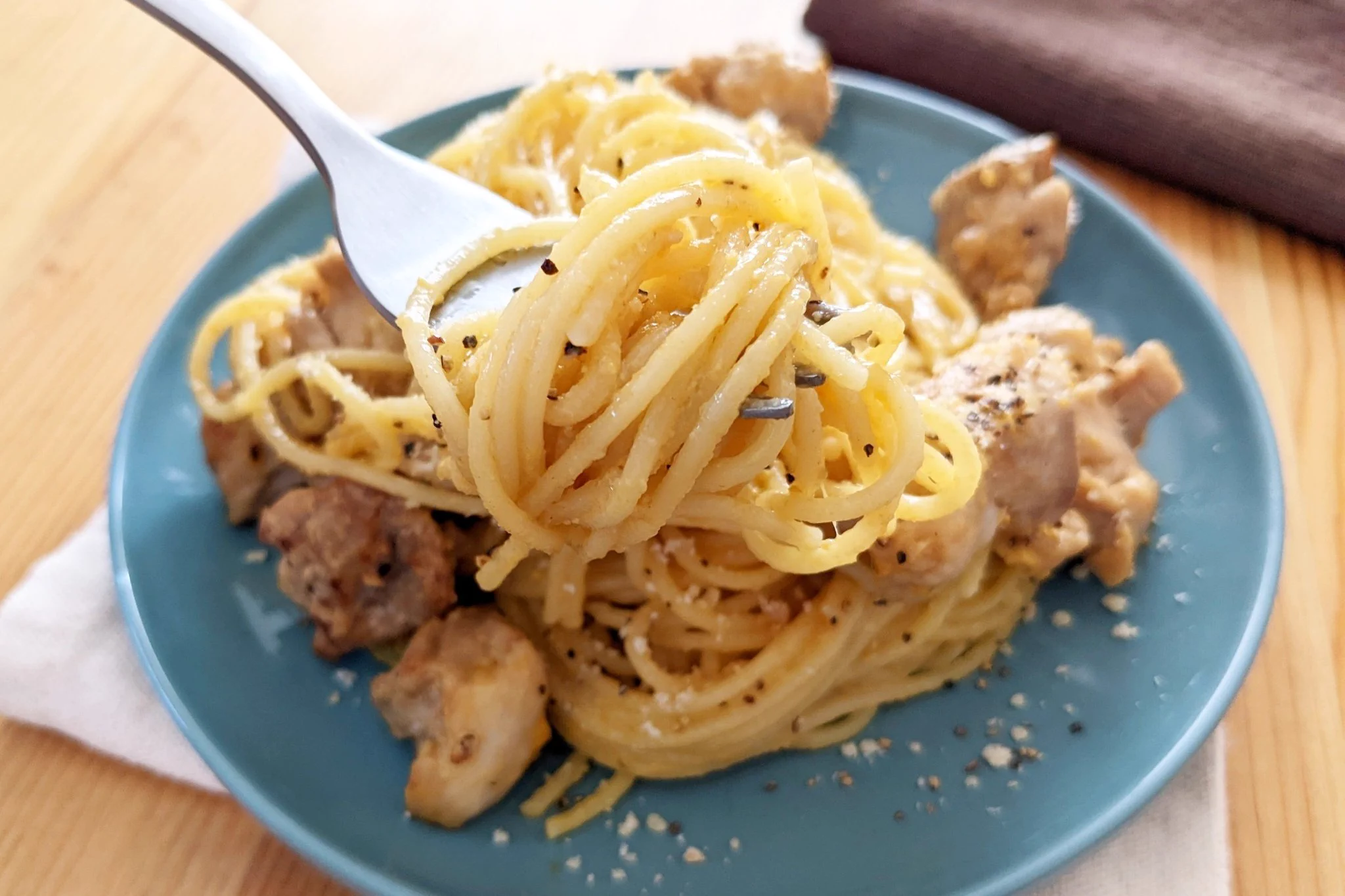 クリスマスにも良いかも！「チキンカルボナーラ」。