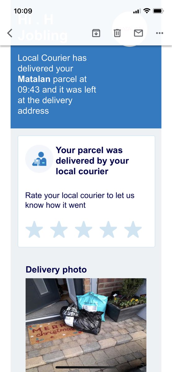 HJobling's tweet photo. @Matalan I’ve sent you a dm I’m really upset. Got notification that my parcels that were delayed/ missing a wk have been delivered. However this is not my front door - Christmas presents gone - husband has drove round estate - no luck help https://t.co/vgUWW50ZzW