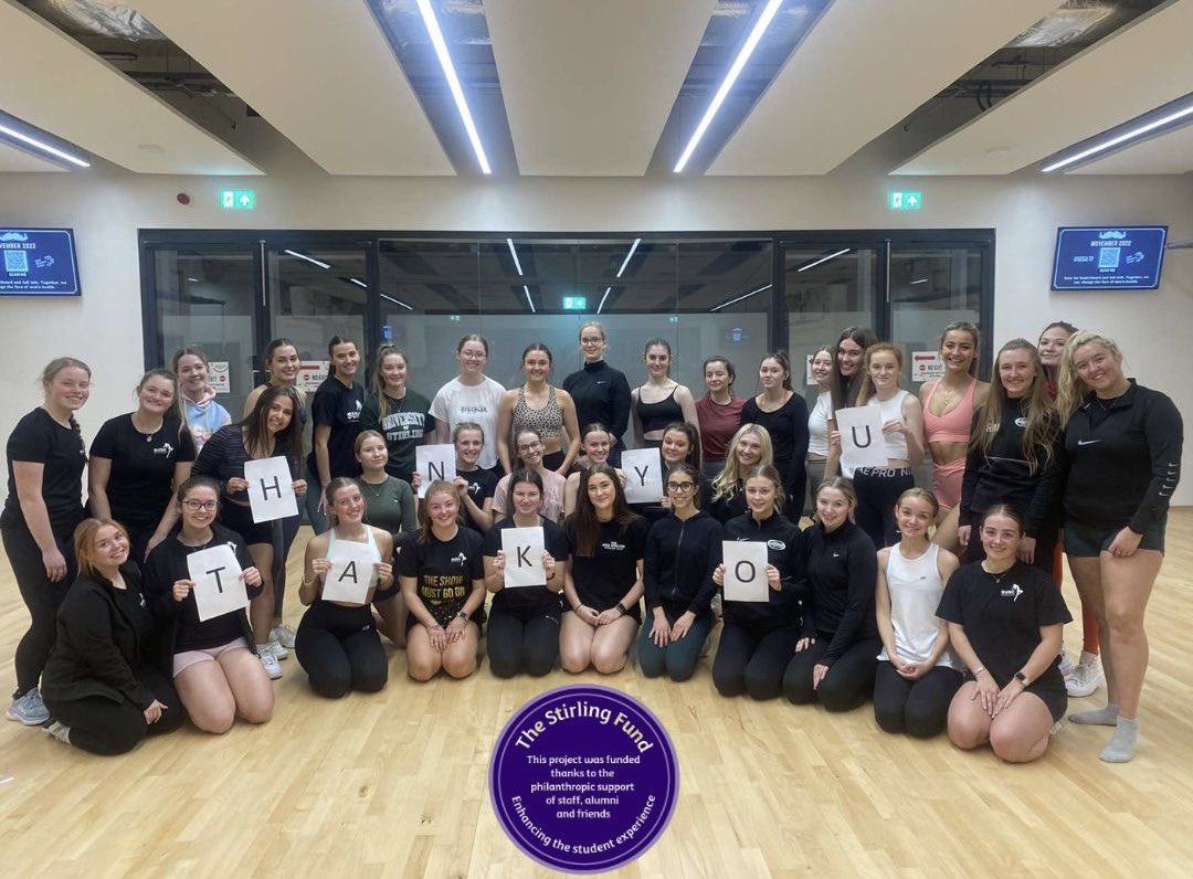 Stirling University Dance Club thanks The Stirling Fund for funding the cost for tap flooring for the studio. This will allow our members to further develop their performance through opportunity to now have training in the studio for tap. 
Thank you <a href="/StirAlumni/">University of Stirling Alumni</a> 💚
#stirlingfund