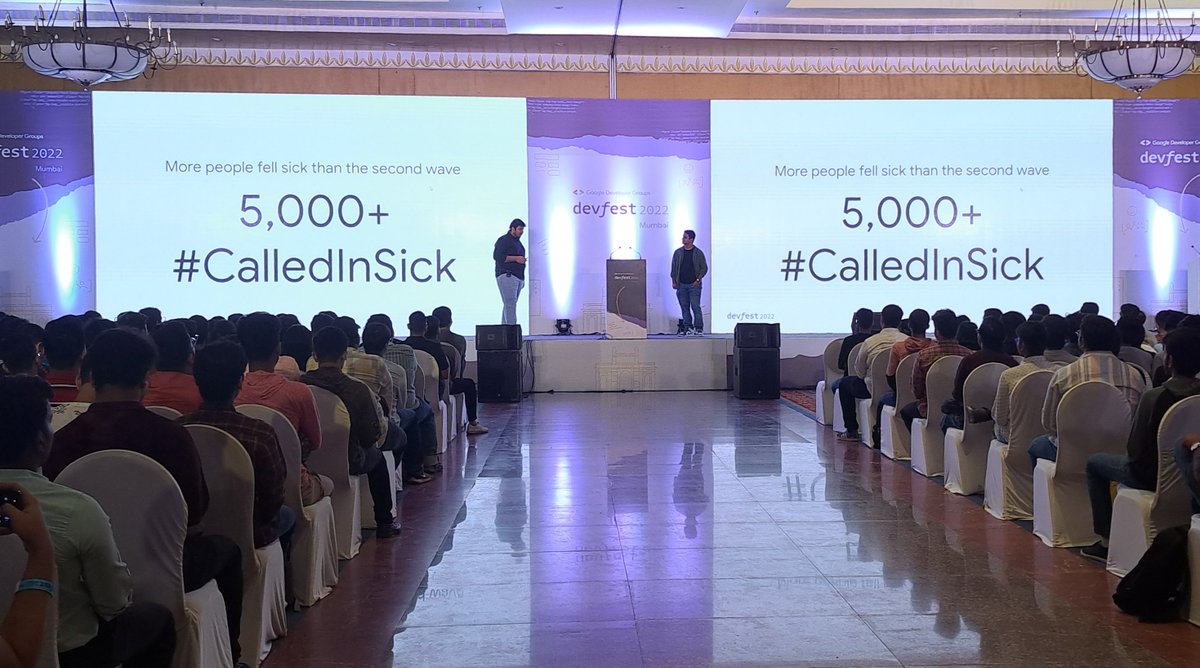 faizmalkani_'s tweet photo. Unbelievable, even 4 days later #devfestMumbai ๐คฏ
When we first started planning Devfest on a Monday because of venue unavailability on weekends, we were doubtful we'd even hit a 1000 registrations.
Over 5000 people #CalledInSick to attend, and what a day it turned out to be https://t.co/26xsk2QQJK