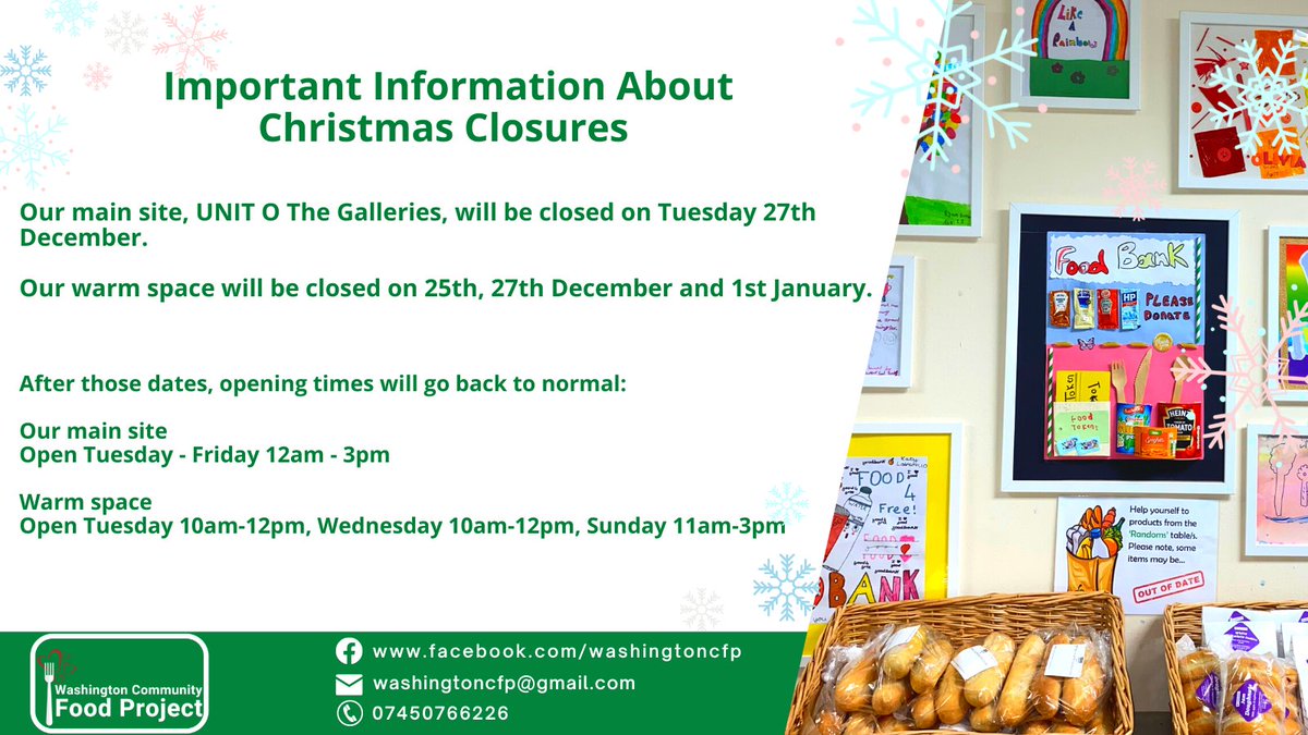 Important information below about #WCFP closures over the Christmas period 👇🎄