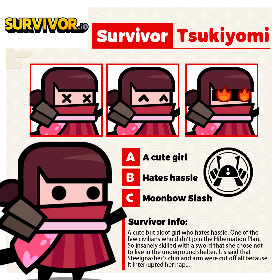 Survivor!.io on X: Hi Survivors： 😺Tsukiyomi brings a Big News from HQ  Survivor!.io 🥰She said the Christmas Version is coming soon! ‼️But, who is  Tsukiyomi? 👀Let's see how Tsukiyomi work first! 🎅Let