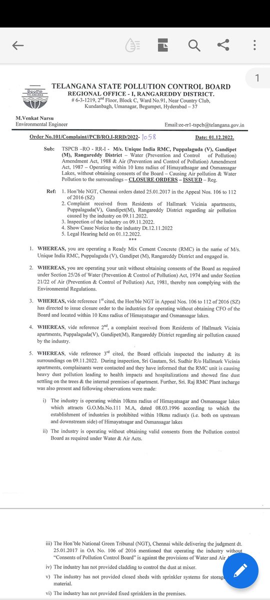 Goutham00513403's tweet image. @KTRTRS @KTRoffice @TelanganaPCB  @CollectorRr @TsspdclCorporat @IKReddyAllola @AdlCollector_RR @TelanganaDGP @CommissionrGHMC 

Respected KTR Sir,
It&apos;s reg  illegal RMC plant opp to Avatar &amp;amp; Vicinia. Please save our kids, pcb ordered to close but no change please seize it. PFA