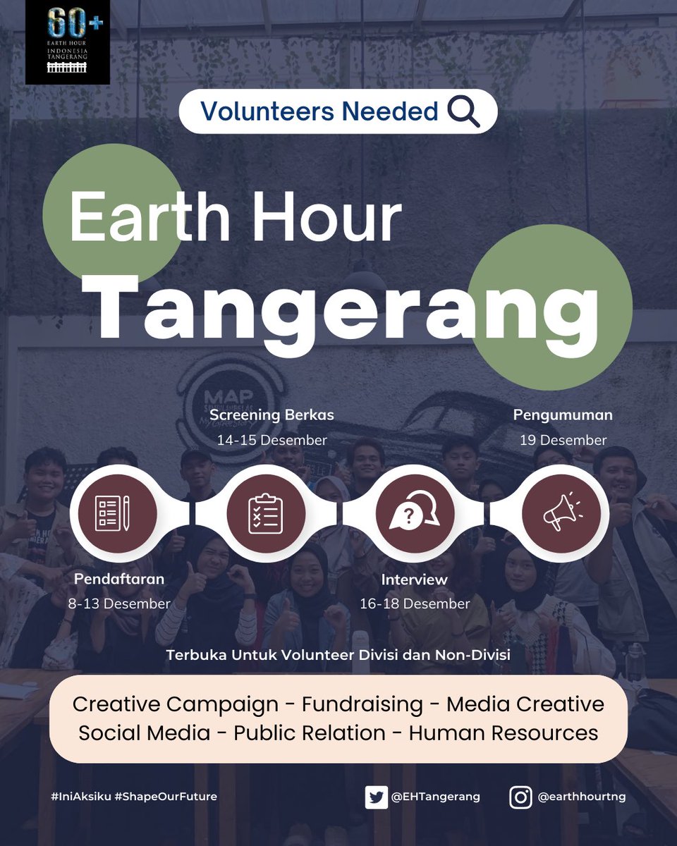 Sudah siap jadi bagian dari Earth Hour Tangerang?🙆‍♀️

Inilah saatnya berubah dari Sobat Rebahan jadi Sobat EHT!

Langsung daftarkan diri kalian melalui
📄 tinyurl.com/OprecEHT2023

#infovolunteer #volunteer #openrecruitment #tangerang