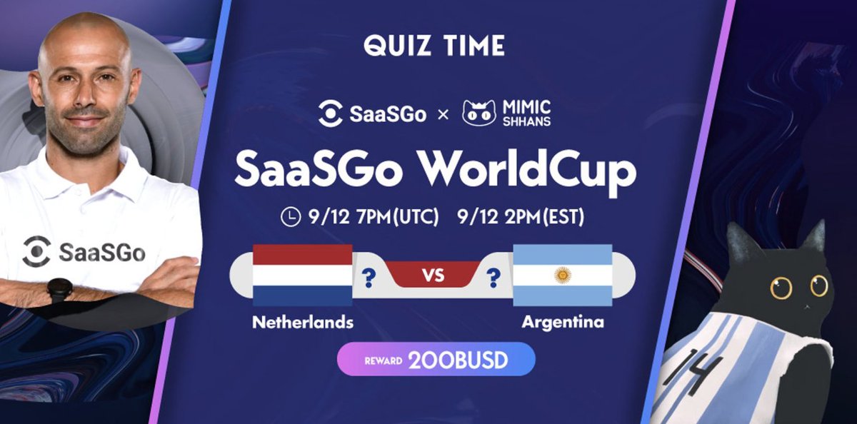 Ready for #Messi and 🇦🇷#Argentina to face the 🇳🇱 #Netherland this Saturday?

⚽Predict the correct scoreline and 5 lucky winners will walk away with 100 $BUSD each!

💰Leave comment (e.g ARG 2: 1 AU ）&amp; BEP2 address 

✅RT,like&amp;tag 5 frens
🏆200 U 
 24h
#SaaSGo #NFT #mimicshhans