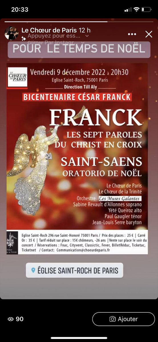 choeur's tweet photo. QUE FAIRE CE SOIR À PARIS?

⭐️ Un concert coup de cœur à ne pas manquer ❣️

✨ Nous vous attendons nombreux (église chauffée)!

Direction: Till Aly
Orchestre: @lesmusesgalante 
📆 vendredi 9 décembre ⏰ 20h30
🕹 Église Saint-Roch, Paris 1er

👉  https://t.co/A1HMibuBCl https://t.co/NOCeYP49BB
