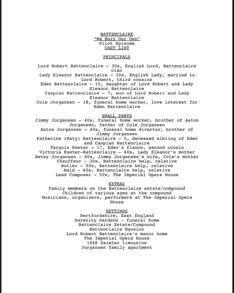 NaJo1973's tweet image. Another finished tv pilot! 8 days! December 1-9. Script number 14! Battenclaire 
“We Bury Our Own”
The Battenclaires give new meaning to “keeping it in the family “ 😬🎻🪓⚰️🪦🇬🇧 #tvpilotscript  #screenwriter #ScreenwritingTwitter #battenclaire  #dark #drama #screenplay