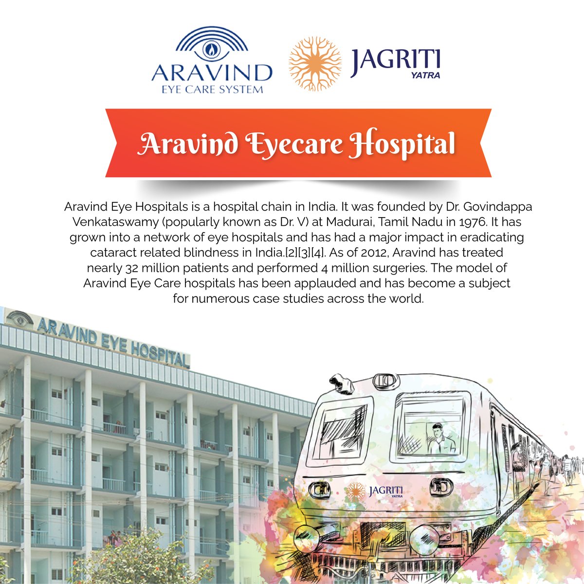 jagritiyatra's tweet photo. Dr. Aravind Srinivasan from Aravind Eye Hospitals in Madurai.
Aravind offers excellent care &amp; its objective to"reduce avoidable blindness."50% of its patients receive care that is either free or heavily discounted.
 #AravindEyecareHospital #StartupIndia #Startups #Yatris #Explore https://t.co/HbZx43kG9F