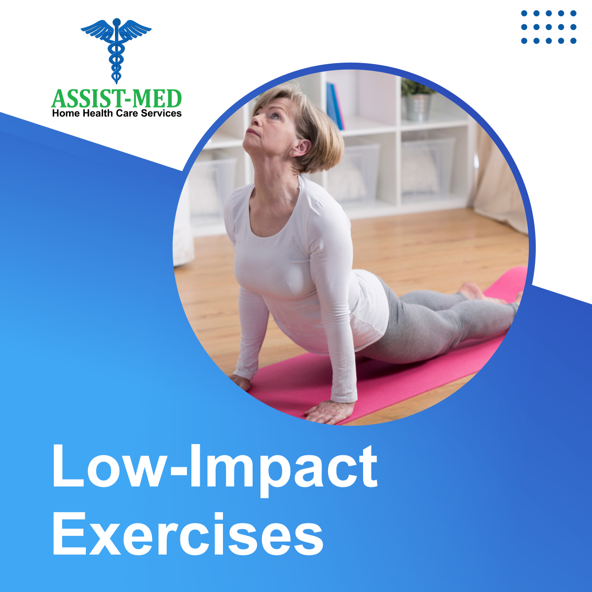AssistMed_Inc's tweet image. Performing low-impact exercises can go a long way in helping your senior loved ones achieve excellent health and well-being. There are plenty of low-impact exercises that your loved ones can enjoy, such as walking, yoga, Pilates, dancing, and more.

#LowImpactExercises #Yoga