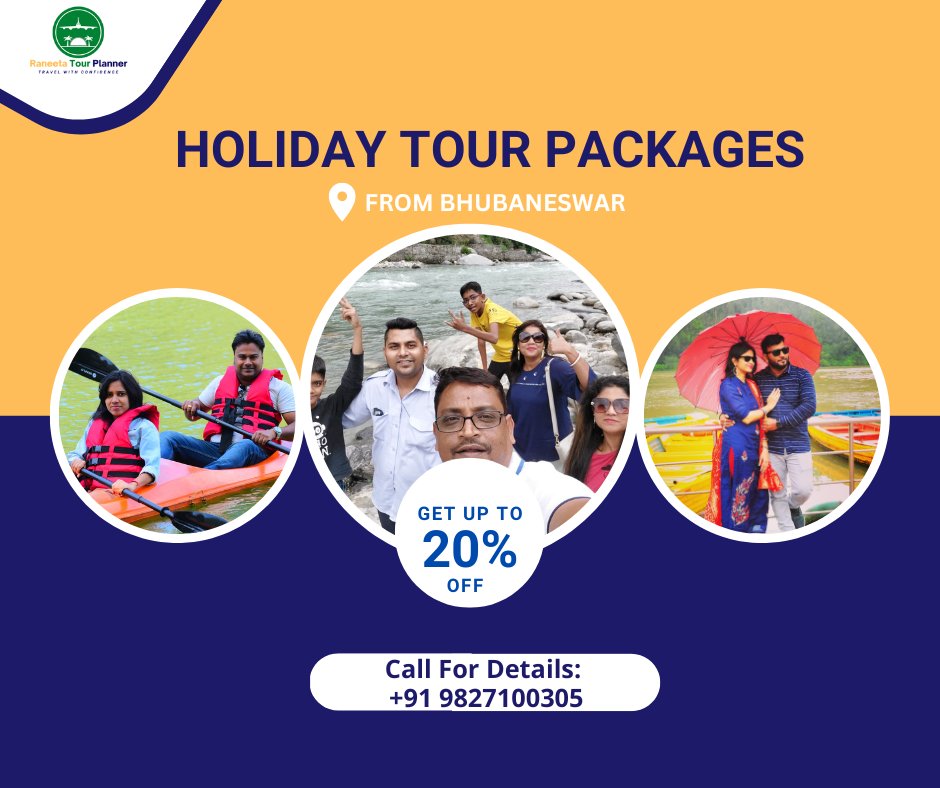HOLIDAY TOUR PACKAGES FROM BHUBANESWAR. GET UP TO 20% OFF!
Call us at ☎️ 9827100305 for more detail.
#holidaytourpacage #tourpackagesfrombhubaneswar #holidaytour #RaneetaTourPlanner #travelagency #travel #travelagent #vacation #tourism #travelling #traveling #tour #traveltheworld