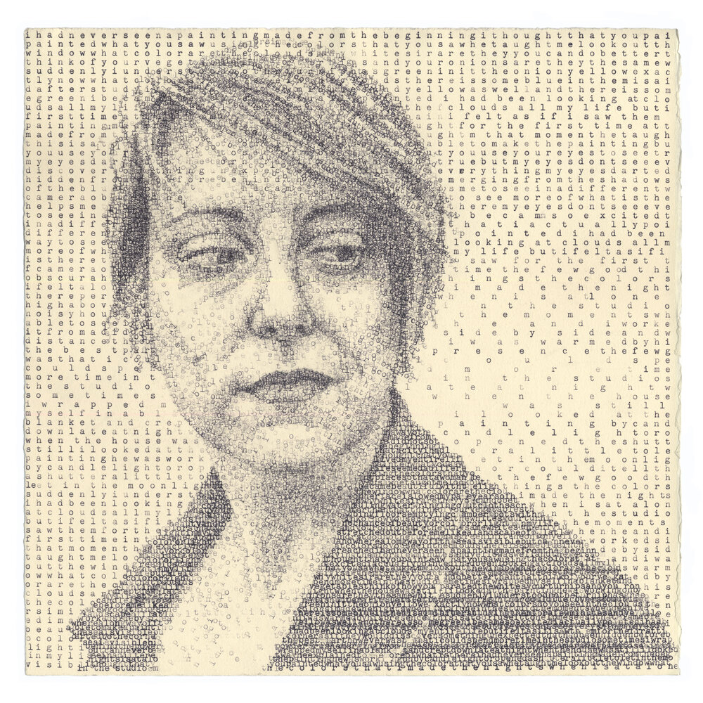 womensart1's tweet photo. Leslie Nichols, artist who creates her work on a manual typewriter, creating portraits #WomensArt https://t.co/i5jFiEfglk