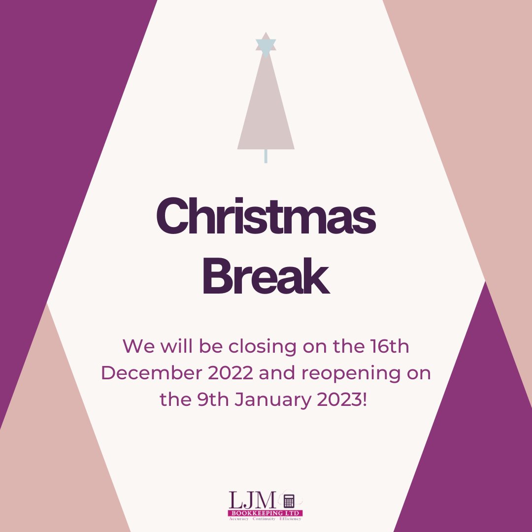Advanced warning: We will be taking a break for Christmas from 16th December to the 9th January.

#festive #christmasbreak #newyear #bookkeeper #bookkeeping #crowlandbookkeeper #peterboroughbookkeeper #virtualbookkeeper