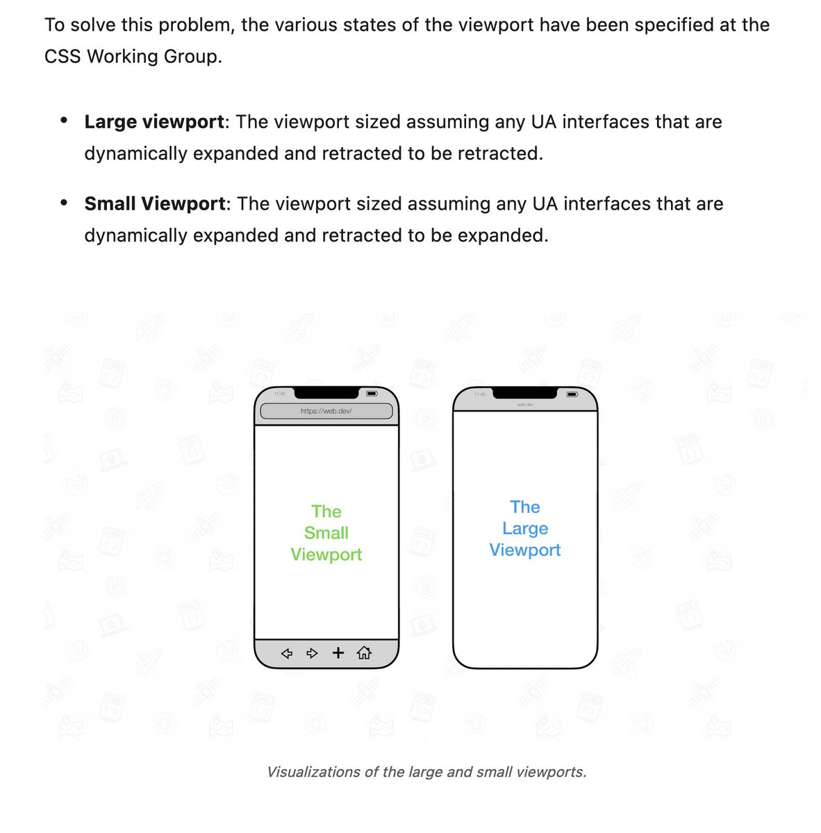 #CSS
#CSS
We now get Large Viewport and Small Viewport units, to account for mobile devices with expanded and retracted toolbars. And Dynamic Viewport units. This is very nice: web.dev/viewport-units…