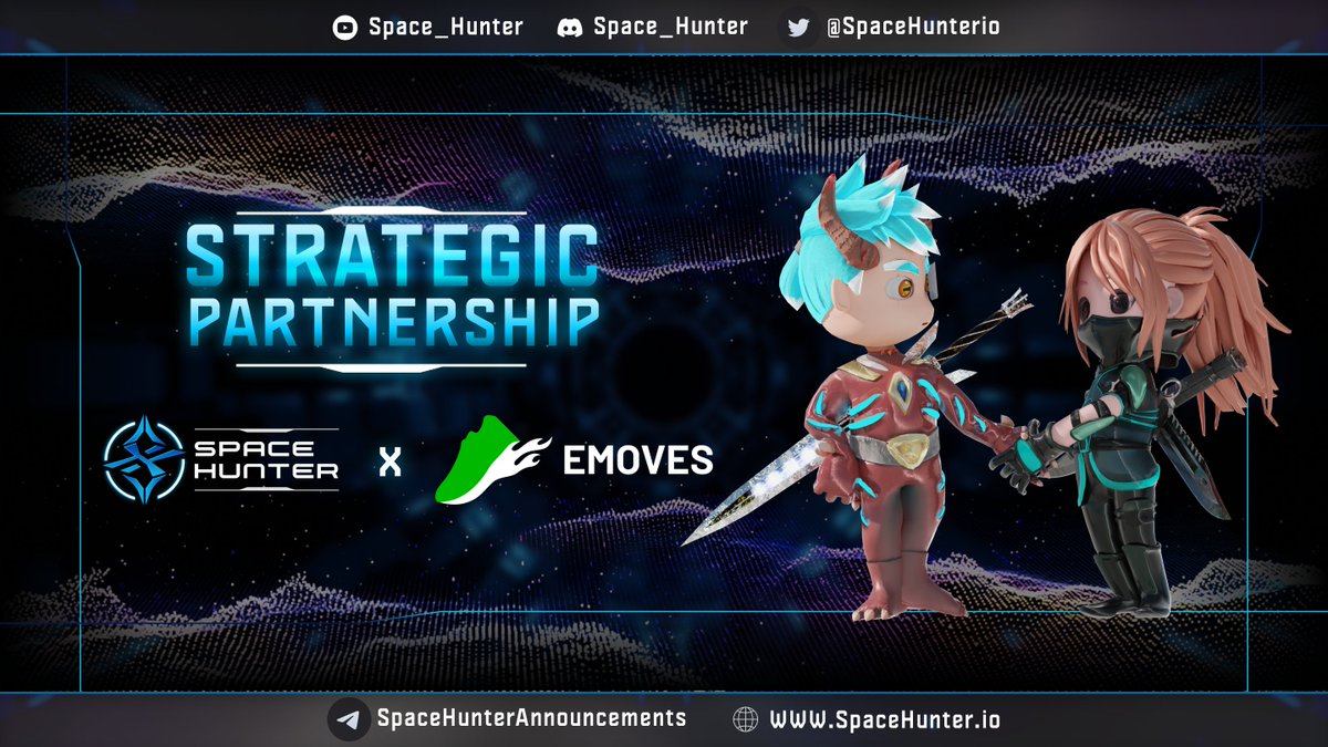 <a href="/SpaceHunterio/">Space Hunter</a> 🤝@emovesofficial

🥳 We're excited to announce our new partnership with Emoves
💥 EMOVES | MOVE TO EARN 💥
👉 Join the telegram announcement Emoves here
t.me/EmovesANN 
🤑Like &amp; RT to look forward to our collaboration #Spacehunter &amp; #EMOVES

#NFT #GameFi