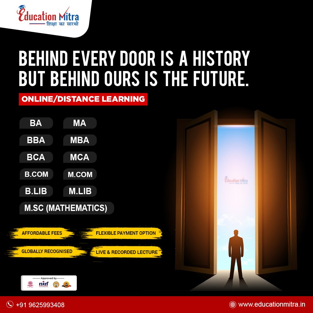 education_mitra's tweet image. 𝐁𝐄𝐇𝐈𝐍𝐃 𝐄𝐕𝐄𝐑𝐘 𝐃𝐎𝐎𝐑 𝐈𝐒 𝐀 𝐇𝐈𝐒𝐓𝐎𝐑𝐘
𝐁𝐔𝐓 𝐁𝐄𝐇𝐈𝐍𝐃 𝐎𝐔𝐑𝐒 𝐈𝐒 𝐓𝐇𝐄 𝐅𝐔𝐓𝐔𝐑𝐄.
.
To know more details about the course, eligibility, fee, and course duration👇
🌐educationmitra.in
☎️+91 9625993408
.
#OnlineDistanceLearning #EducationMitra