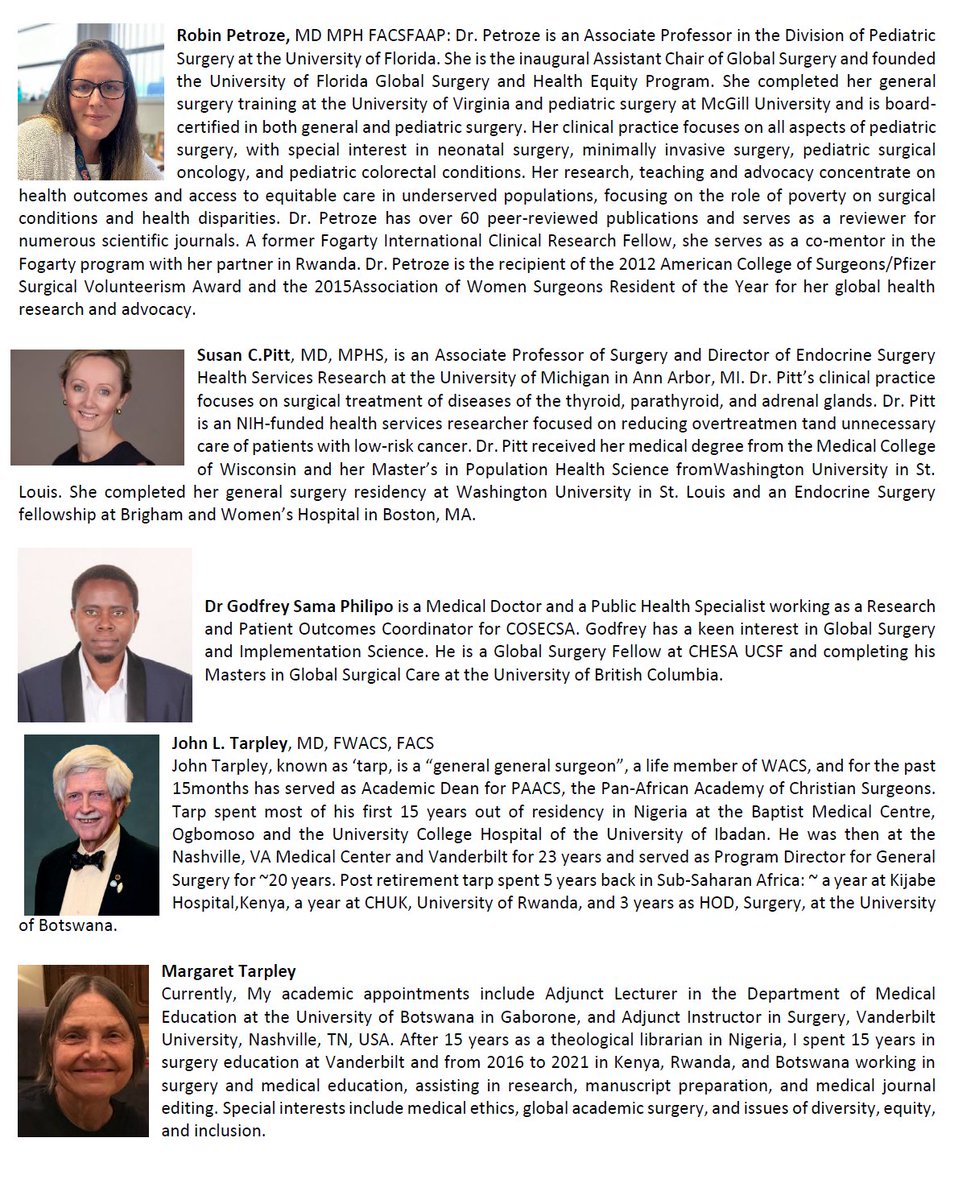 NabeelZafarMD's tweet photo. Read about our faculty and the amazing work they are doing
#FSRC22COSECSA @AcademicSurgery @AfricanSurgery  @cosecsa 
@RondiKauffmann Masawa Nyamuryekugn, McKenzie Lee @VCU @KristinLongMD Peter Nthumba, @jenniferrickard @UMNGlobalSurg Barnabas Alay, Mumba Chalwe, @ChrisDodgion https://t.co/eQn7ViG5Xn