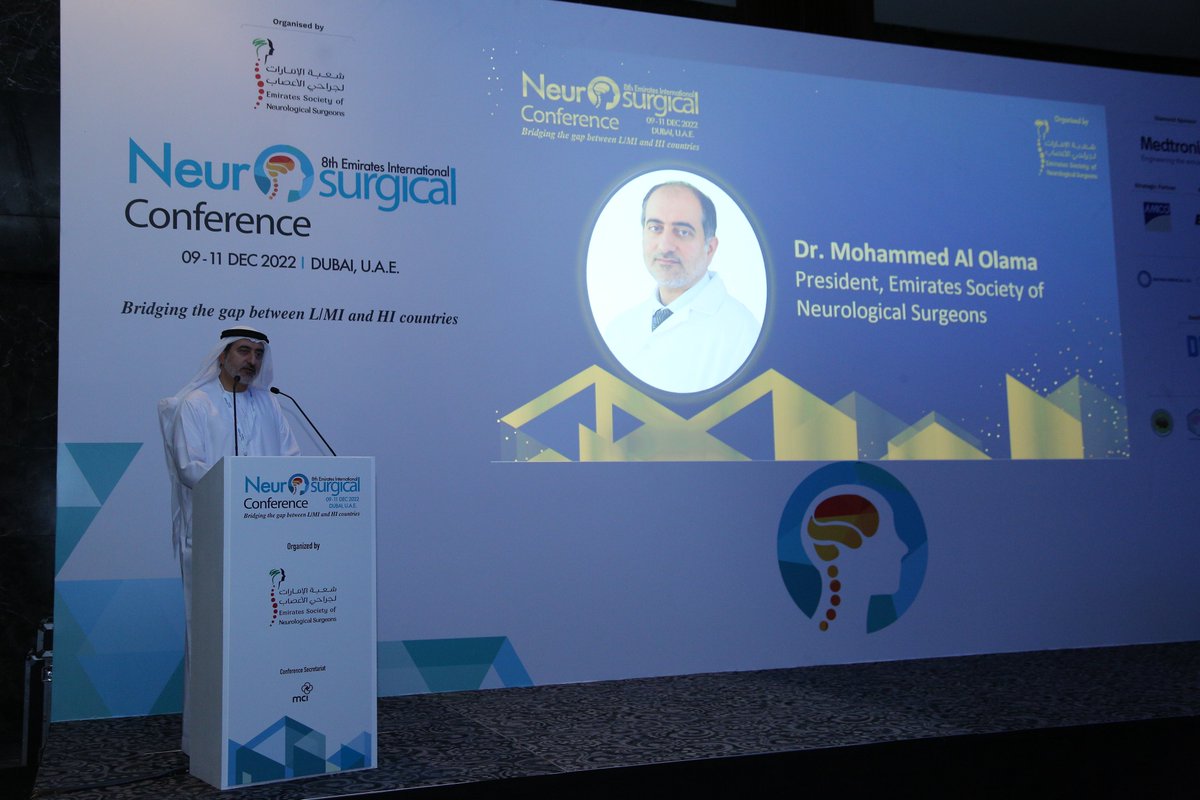 EINC2022's tweet image. Dr. Mohamed Al-Olama and Dr. Debora Garozzo give the opening remarks for the Opening Ceremony for the 8th Emirates International Neurosurgical Conference 2022

#EINC2022 promotes knowledge translation of the latest updates in Neurosurgical treatment for neurosurgeons.