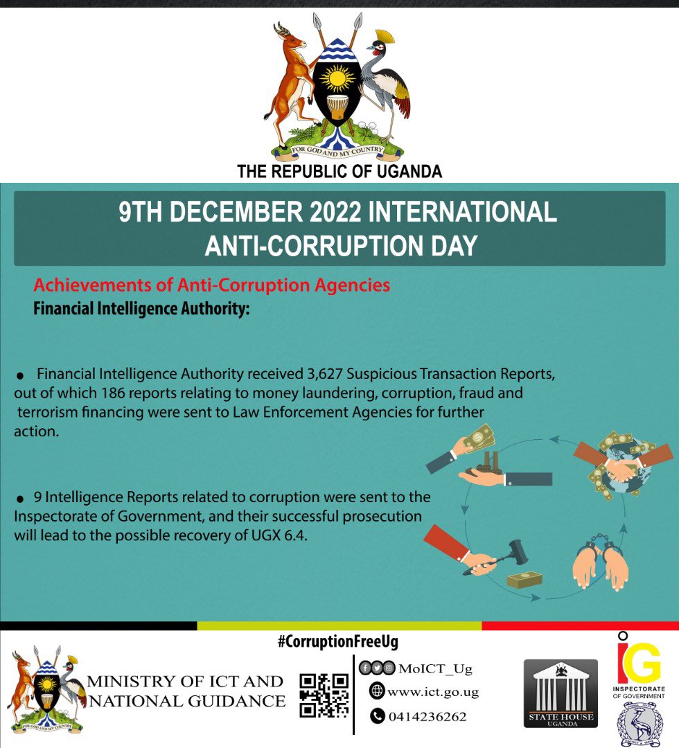 As we celebrate the international #AntiCorruptionDay, we appreciate & commend some of the agencies like @AntiGraft_SH that have made tremendous progress in fighting corruption in this country. Thank you Col. @edthnaka and Gen. Isoke for your tireless efforts
#CorruptionIsWinnable