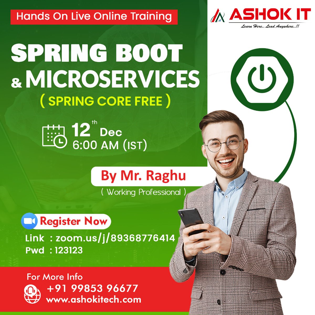 ashokitschool's tweet image. ๐ Spring Boot & Microservices ๐
โ๏ธ Enroll Now : bit.ly/3Hj8A9c
๐ Free Demo On 12th-Dec @ 6:00 AM IST
๐ Visit : ashokitech.com
CALL NOW: +919985396677
#SpringBootcourse #SpringBootMicroservicesOnlineTraining #SpringBootMicroservicesOnlineCourse #springboot