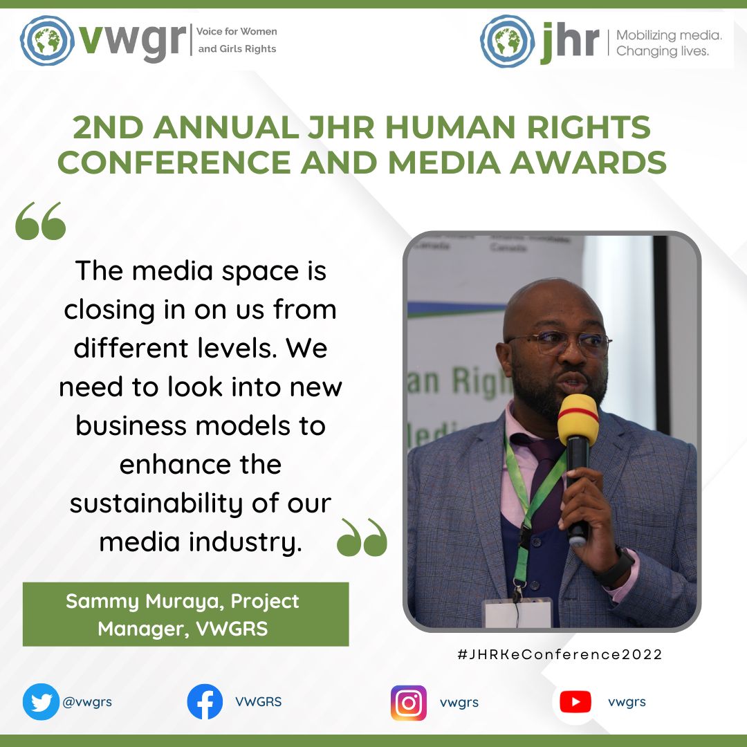 JHRKenya's tweet photo. How can we maneuver the shrinking media space in Kenya to enhance its sustainability? This is part of the key issues that the #JHRKeConference2022 aims to delve into. @SammyMuraya @MediaCouncilK @Oduorerick @wsyombua https://t.co/5cwQO0pGDl