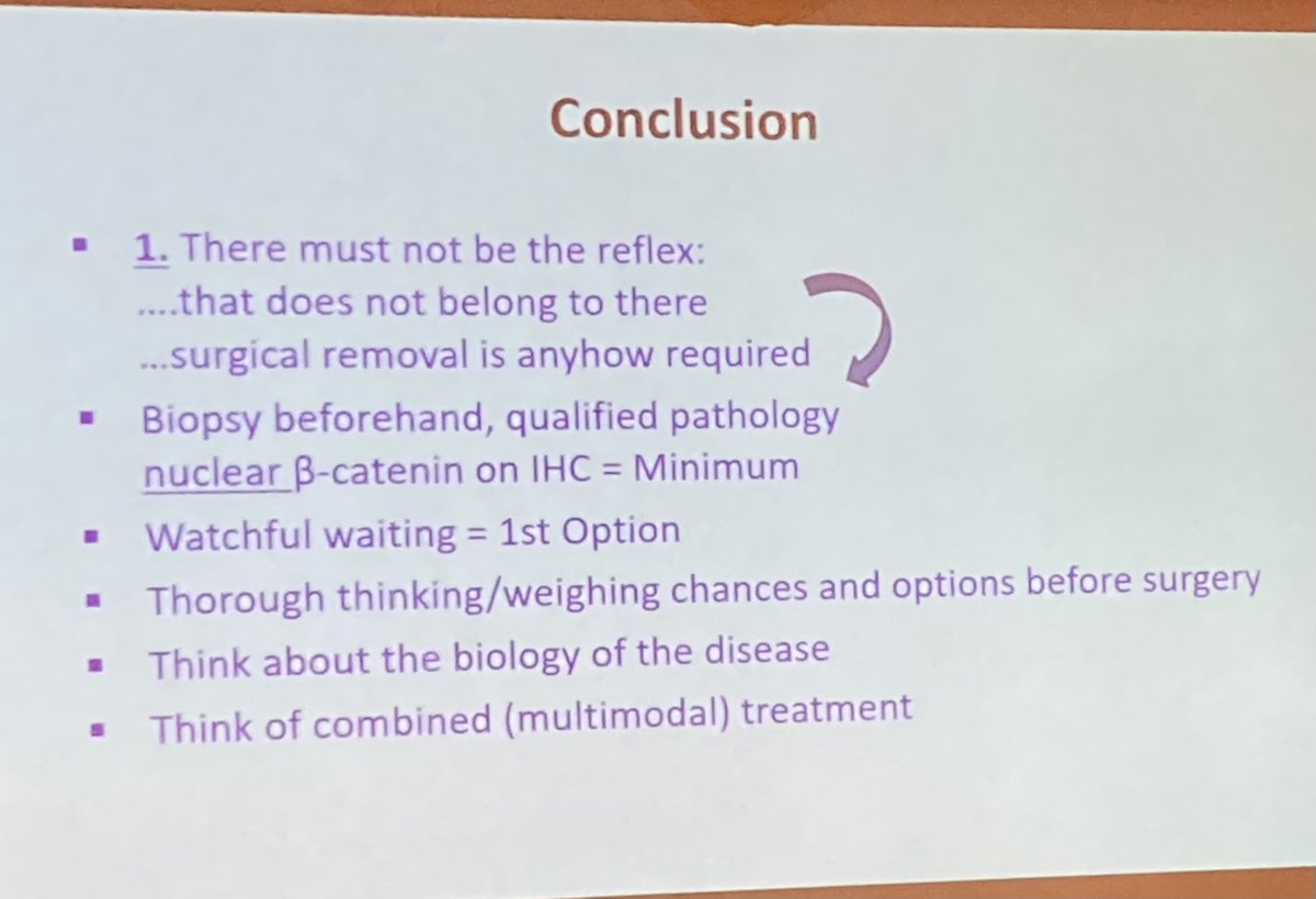 JTrentMDPhD's tweet photo. Observation, surgery, radiation, medical therapy situationally appropriate for patients with #desmoid tumor including after implant surgery by Peter Hohenberger @KokkaliStefania @pawel_sobczuk @rutkowskip1972 @CostaPhilippos @SBonvalot https://t.co/QrnanbJzdR