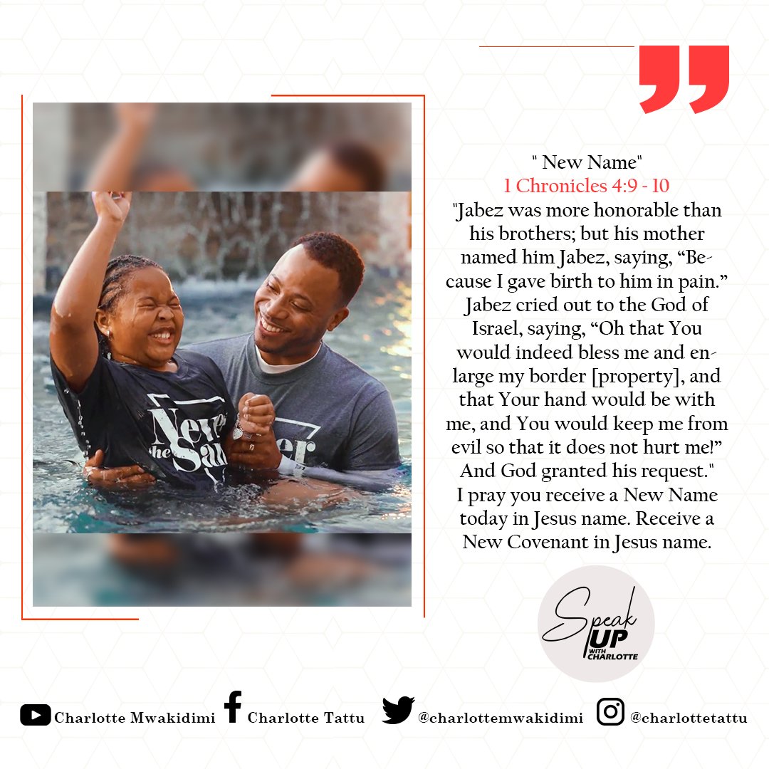 When you are saved you are born a new. Your no longer the same person you used to be for now your in New covenant with God. Today I am here to tell you, it doesn't  matter what names you have been given in the past. It doesn't matter what burdens you carried, receive a new name!