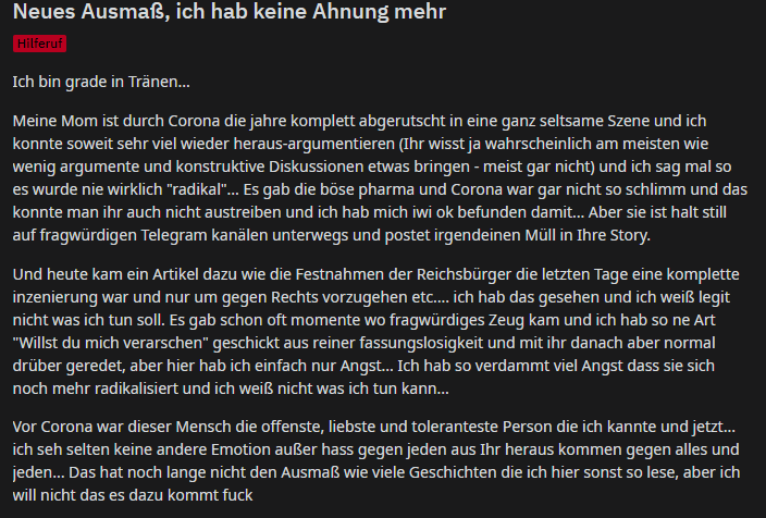 Genau das machen diese widerwärtigen Verschwörungsmythen mit Menschen. Das machen dieser Hass &amp; diese Lügen: Sie radikalisieren nette Menschen, machen sie hasszerfressenden &amp; paranoid. Sie zerstören Familien &amp; verursachen Leid. Alle, die mitmachen, tragen Mitschuld. #Reichsbürger