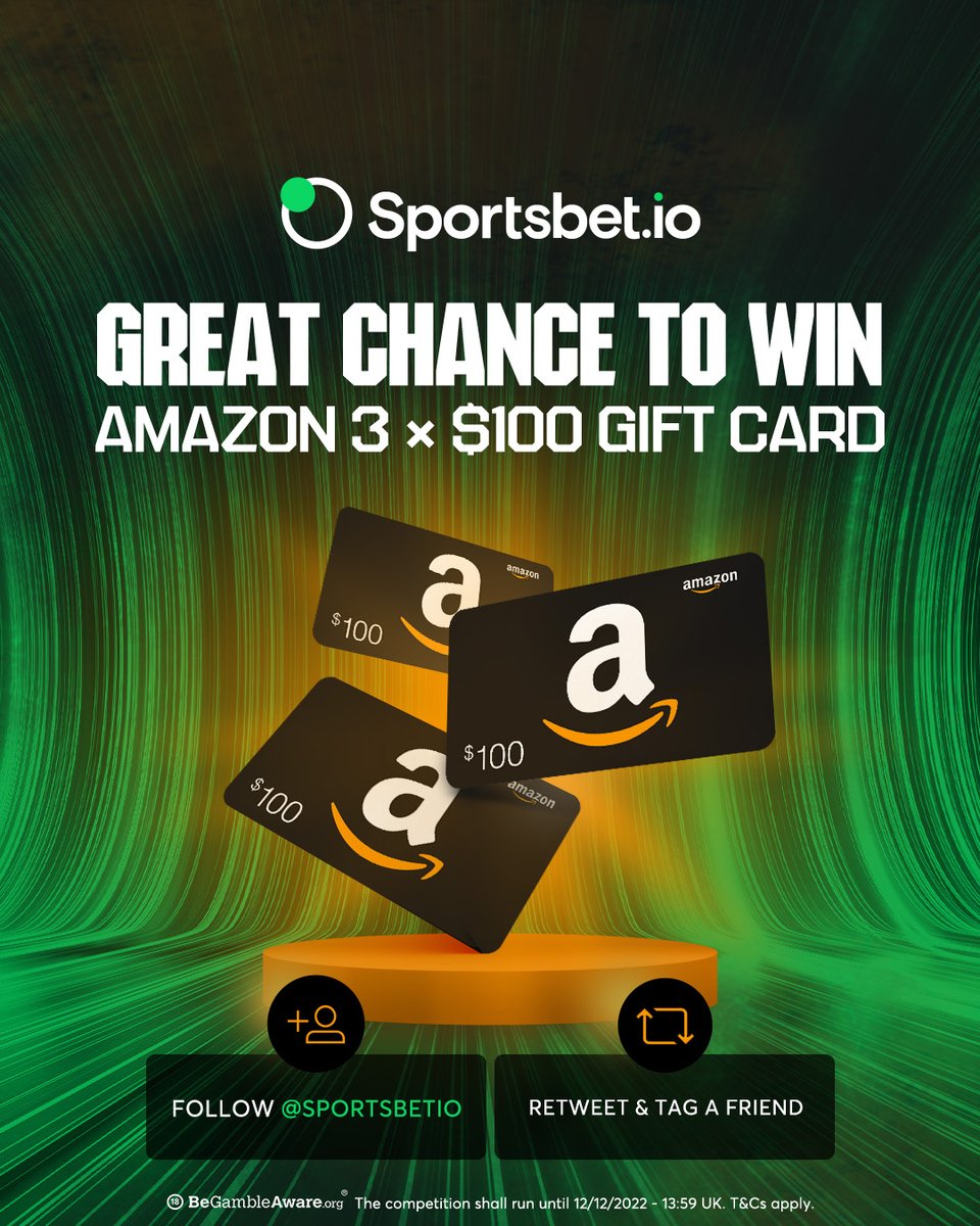 The #WorldCup2022 is still going on, as are our giveaways.
3️⃣ $100 Amazon gift cards are up for grabs now. 

To enter:
⚽️ Follow <a href="/sportsbetio/">Sportsbet.io</a>
⚽️ Retweet and tag a friend

📣 3️⃣ winners will be announced on 12/12/22. T&amp;Cs apply.
#sportsbetio #worldcupgiveaway  #AmazonVoucher #wc22