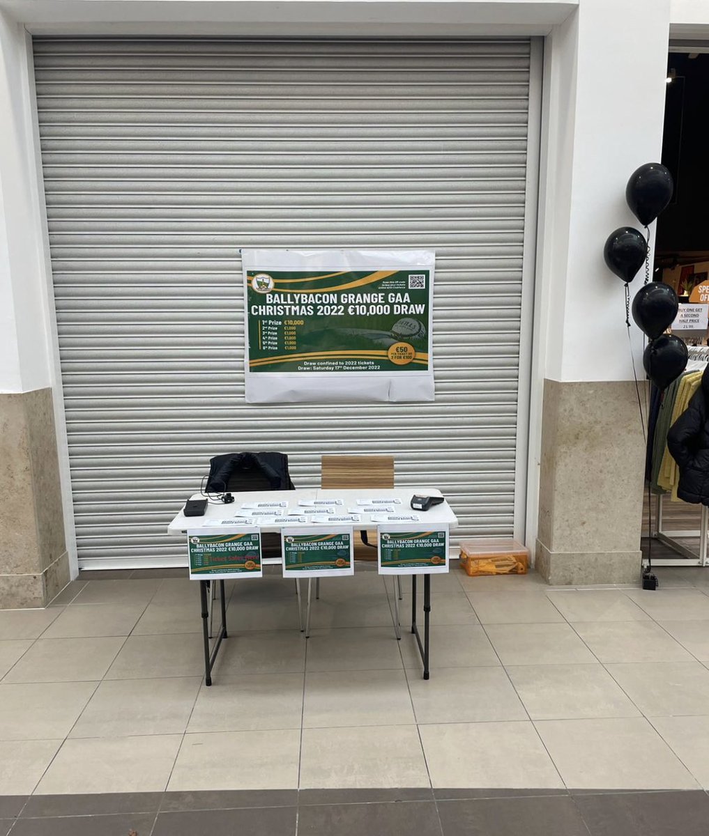 Keep an eye out for our Christmas €10,000 Draw sellers this weekend in the Showgrounds. Be in with a chance to win that whopping €10,000 just before Christmas time. 
They will take cash or card. Or follow this link 

member.clubforce.com/tickets_m.asp?…