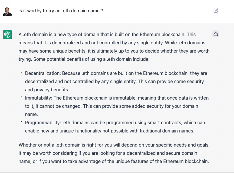 .eth question, replied by #ChatGPT