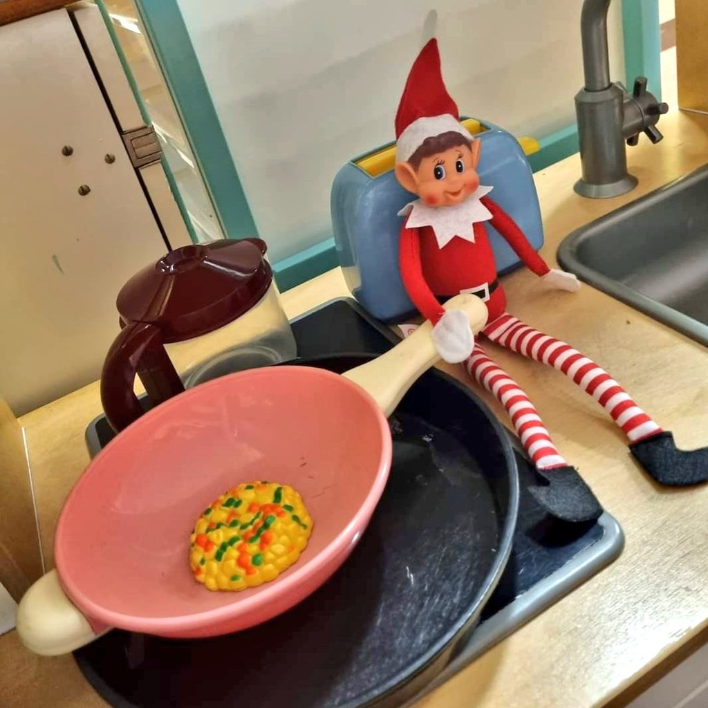 WHHPaediatrics's tweet photo. As the children woke up, they found little Eric the elf trying to make breakfast for everyone 🍳 #morning #breakfast #elf #elfontheshelf #elfontheshelf2022 #christmas #christmastime #childrensward #paediatrics #nursingfun #patientexperience #patientcare https://t.co/T5KiBBG22J