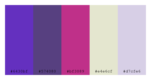 ColPaletteBot's tweet photo. Beep beep, here's a pretty color palette for you!
color-scheme.js parameters used:
- hue: 126
- variation: pastel
- colors: #6430bf, #574080, #bf3089, #e4e6cf, #d7cfe6
Have a lovely day!
#twitterbot #colorpalette #colors #palette #prettycolors https://t.co/jd0Kd759GT