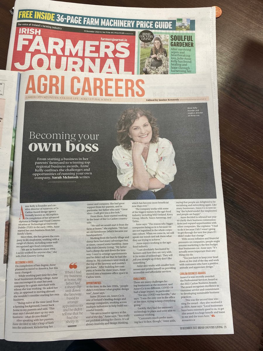 anneco_design's tweet photo. Thrilled to feature on Irish Country Living magazine this week – thank you @farmersjournal
#allthingsconsidered
#designbusiness #design #userfocuseddesign #creatinggreatdesign #challengingcustomers https://t.co/VHnkiPZPxh