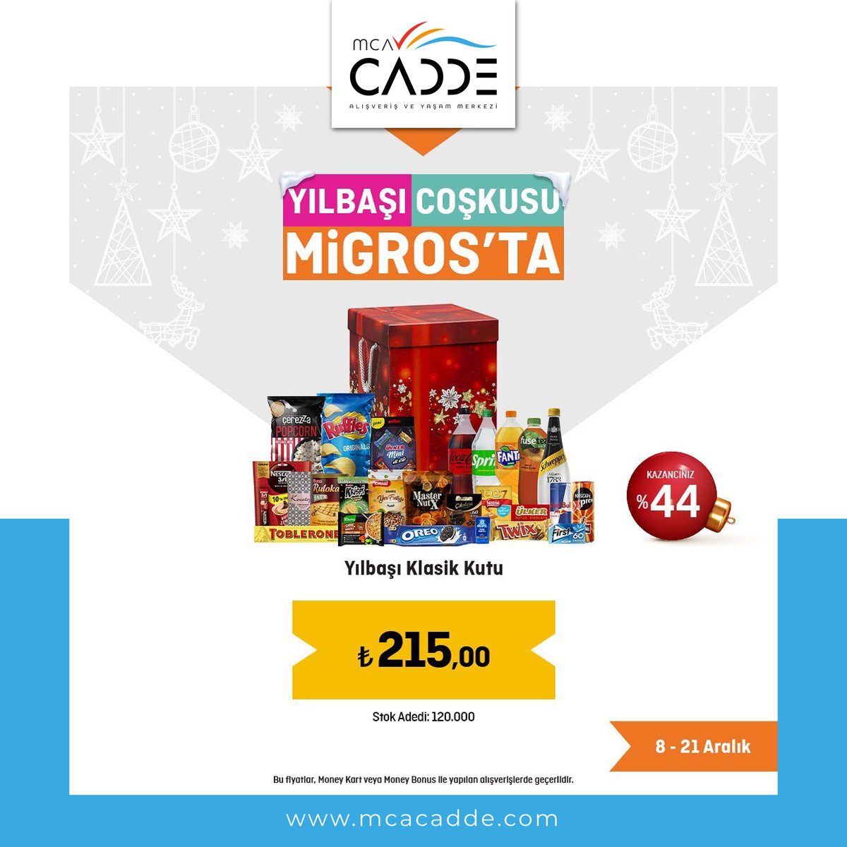 mcacadde's tweet photo. Yılbaşı coşkusu Migros MCA Cadde’de! 🧡🎄
21 Aralık tarihine kadar, Yılbaşı Klasik Kutu 215 TL’ye Migros MCA Cadde mağazasında!

#Migros #MCACadde #Yılbaşı #YılbaşıKutusu #YılbaşıCoşkusuMigrosta https://t.co/uxrnn1Yimp