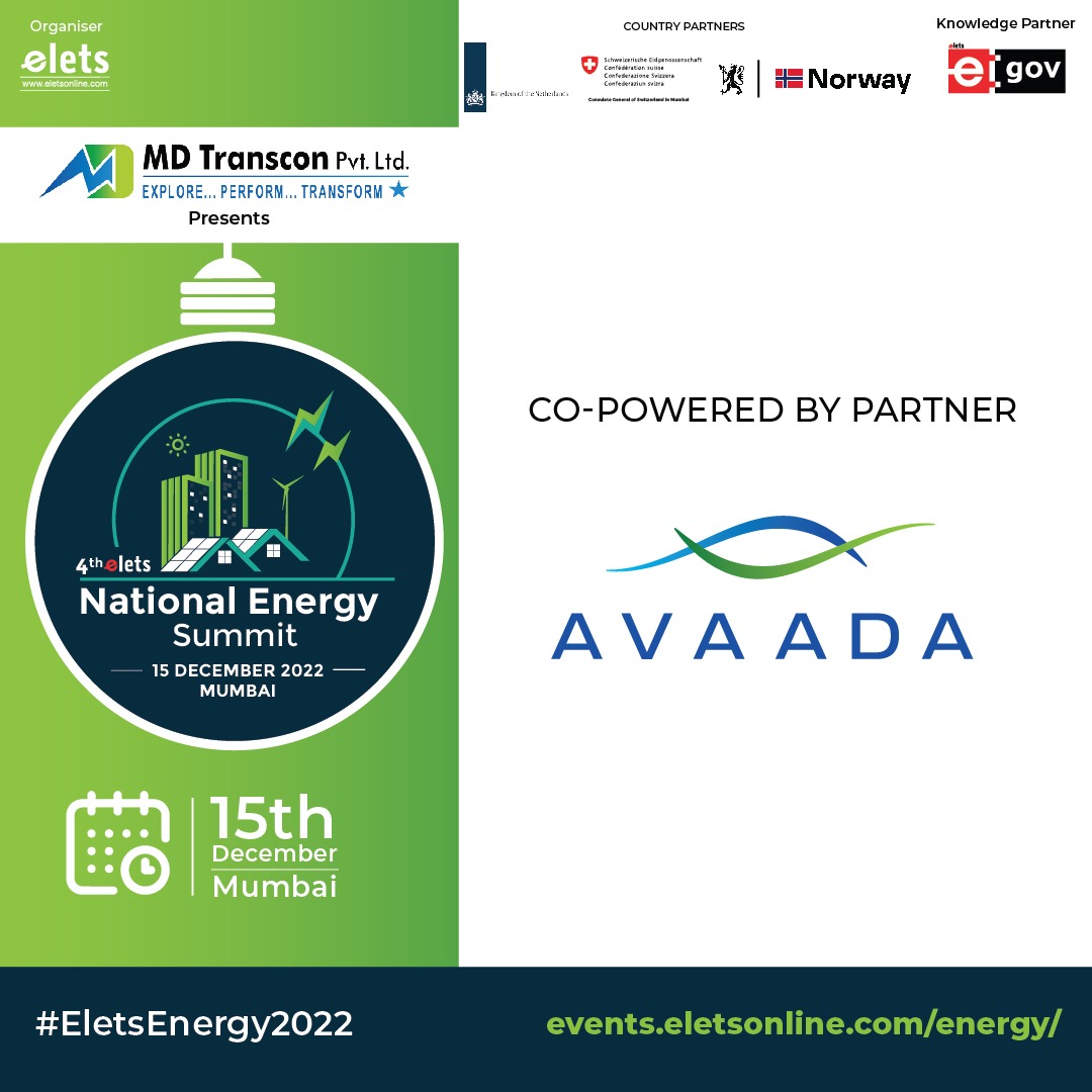 egovonline's tweet photo. We are glad to welcome @avaadagroup as Co-Powered by Partner at the 4th Elets National Energy Summit on 15th December in Mumbai.
Express your interest: https://t.co/FqBXeYK1hN
For more event details, please visit: https://t.co/A7pgd4sk0p
#EletsEnergy2022 #EletsEnergy https://t.co/oMbzWr6loT