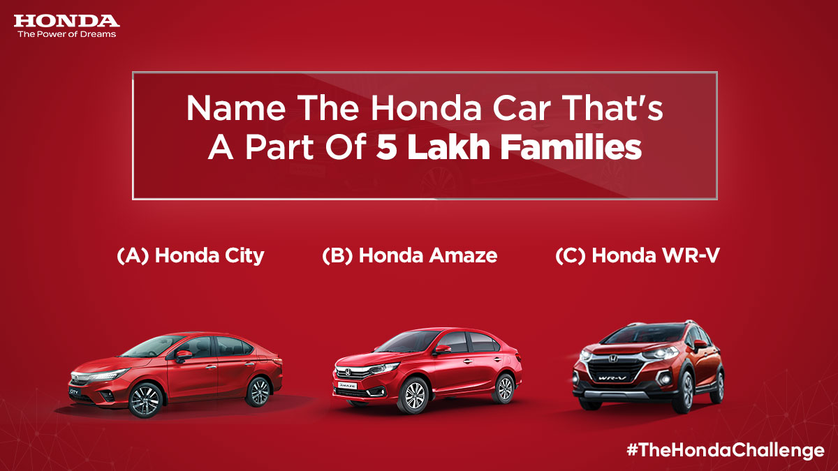 Honda Car India on Twitter "Q3. 5 lakh customers drive this Honda car. Can you guess which one