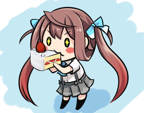 夏雲ちゃんが呆れるほどかぶりつく朝雲ちゃん 