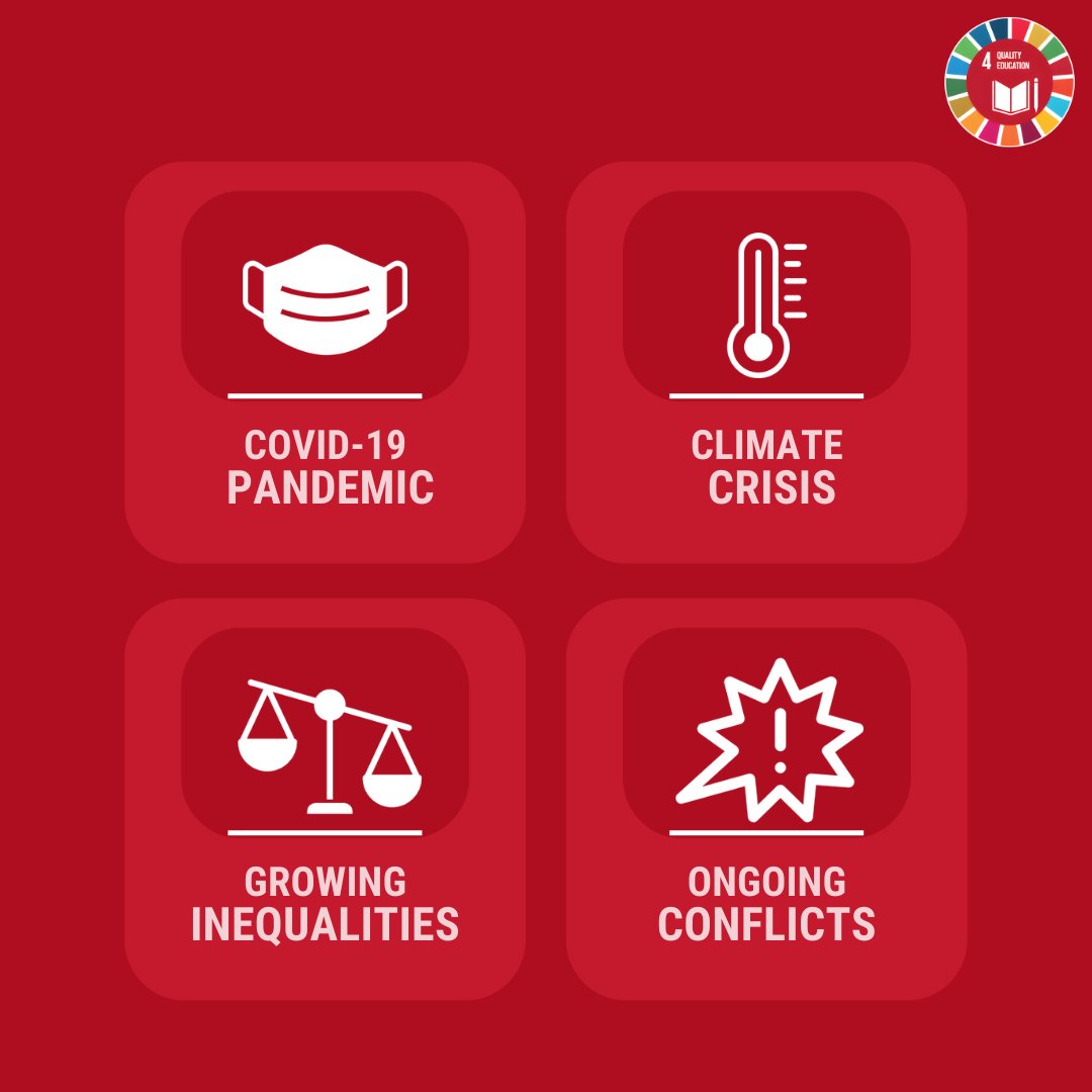 Education2030UN's tweet photo. Education holds the key to solving today's most pressing challenges. #TransformingEducation could unlock progress across all the SDGs. Let's call upon all governments to deliver on their #SDG4 commitments.
 
Comment with 📕 to show your support!
 
https://t.co/lFoWRbyXBD https://t.co/f0h3nqJJLO