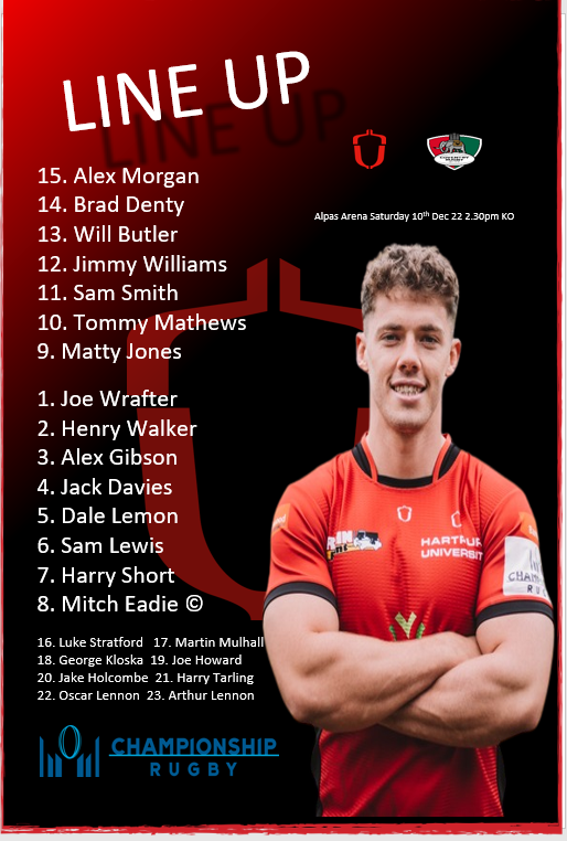 HartpuryRFC's tweet photo. Hartpury's @Champrugby line-up against @CoventryRugby this weekend. We welcome back @james_will24,  and it's a first start for Alex Morgan, @WRAFTERJSW and @Walker1998Henry. @gloucesterrugby @BristolBears https://t.co/Ky8o3wC2oX