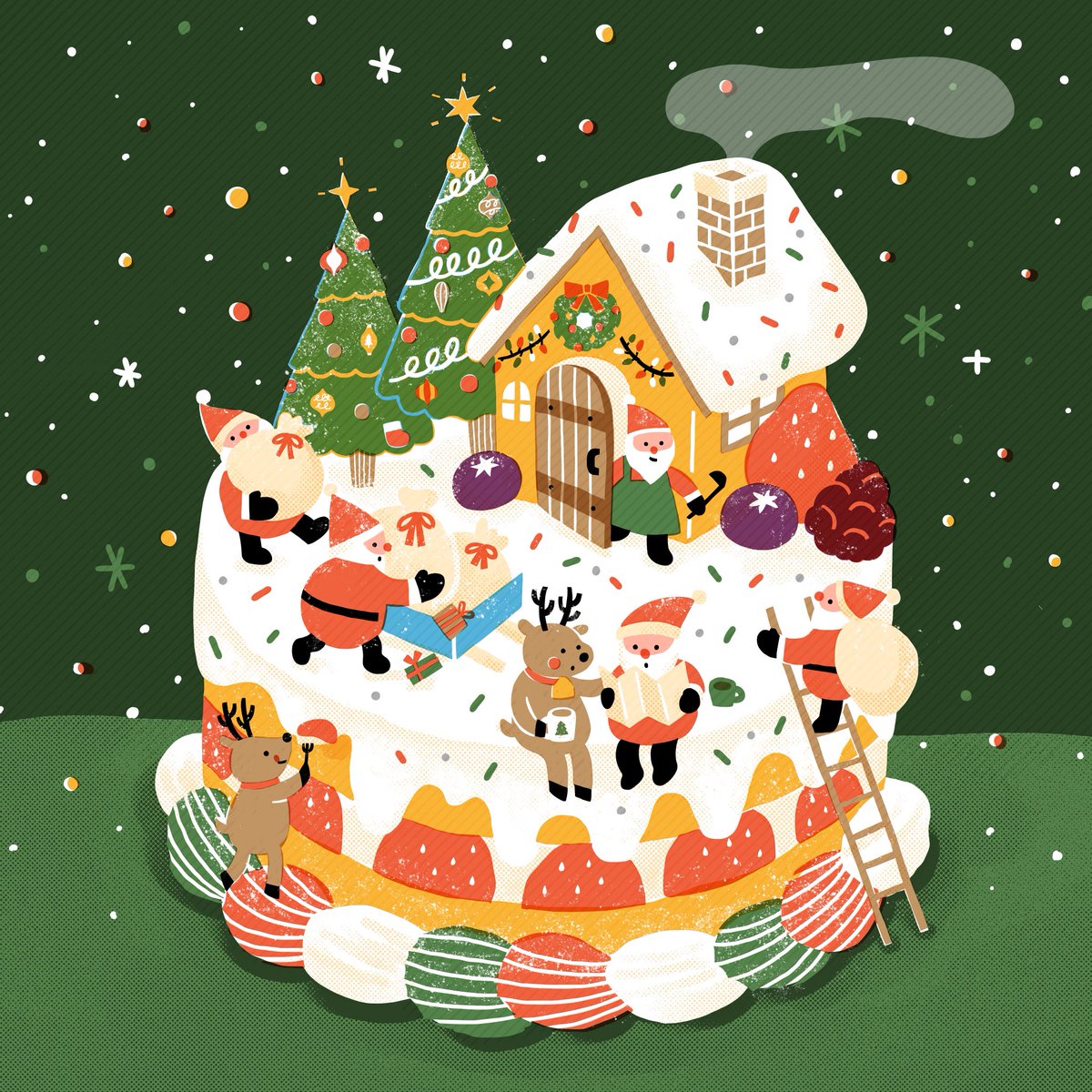 「クリスマス前日のサンタランド家の中でシチュー作ってる#AdobeFresco #」|くすはらくう| イラストレーターのイラスト