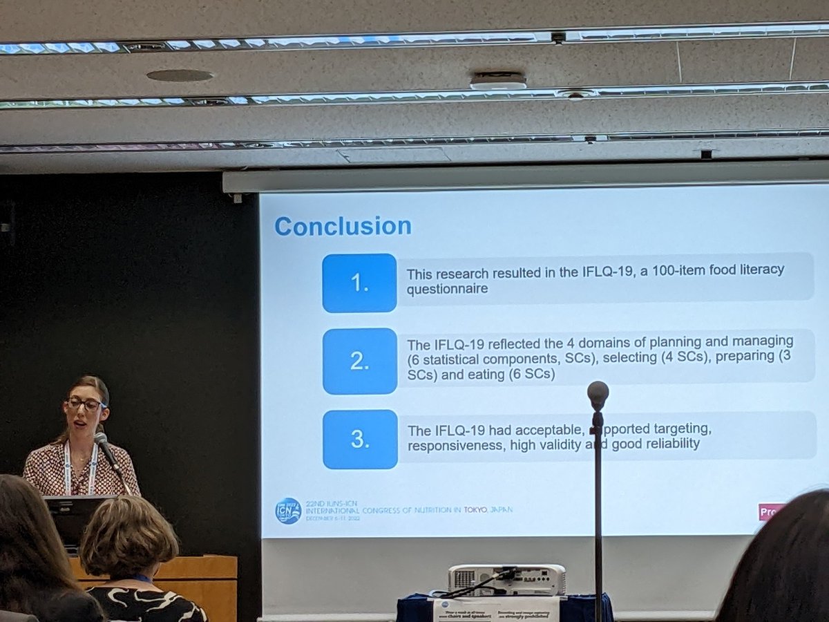 @CJThompson_ shares results of two surveys, each including over 500 participants, which validated a food literacy questionnaire. This work is important in guiding behaviour change through targeted consumer education 
#ICN2022