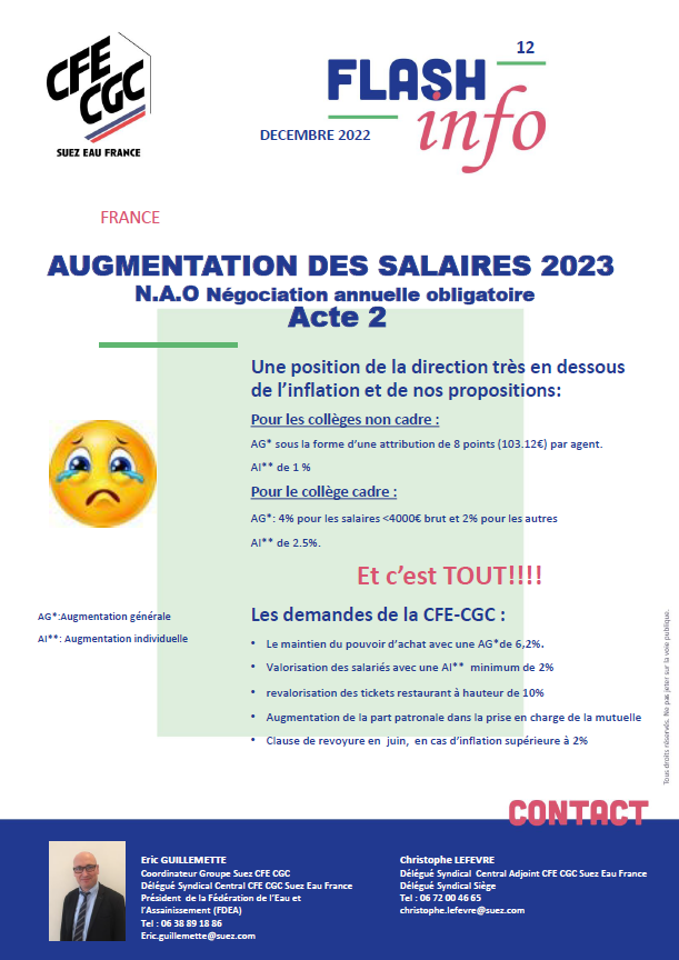 CFECGC_SUEZ's tweet photo. Les NAO 2 Sur Suez EAU France loin du Compte !

le 13 décembre, dernière négociation sur Eau France. https://t.co/8fuSNsx6BE