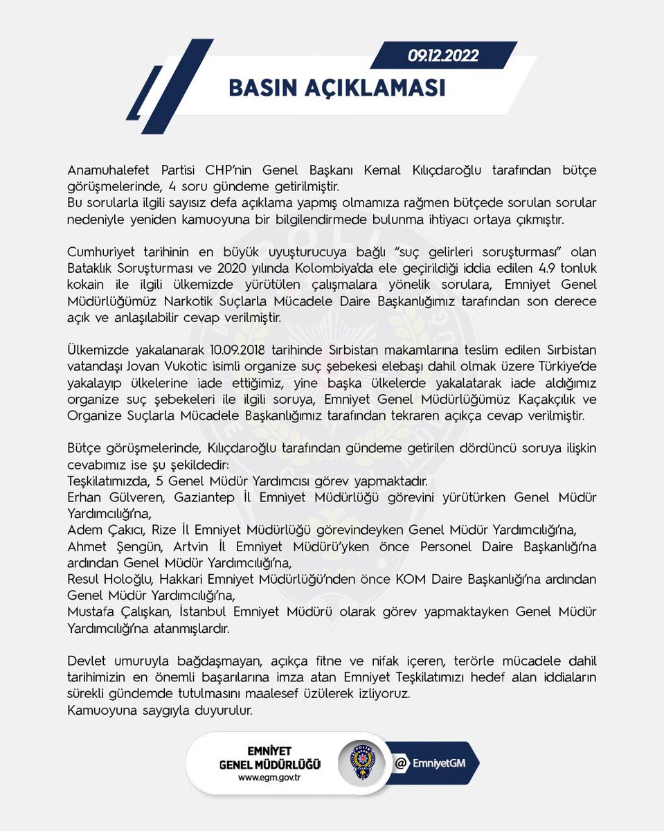 CHP Genel Başkanı Kemal Kılıçdaroğlu tarafından bütçe görüşmelerinde gündeme getirilen 4. soruya ilişkin cevabımız⬇️