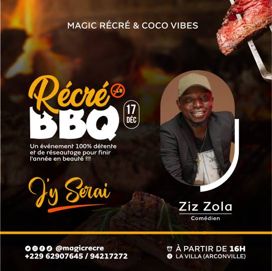 MagicRecre's tweet photo. Lui, c'est le remixeur de sons en fongbé sur TikTok.L'hoe au 🪖 vert avec 😎.Il s'appelle Ziz Zola.
Il dit mille regrets aux absents à la #RecreBarbecue du 17 déc 2022.
Pass au 62907645.Pass 10.000f (♂️) & 7.000f (♀️)
Ça va Gbadou 🔥🥵
#magicrecre #cocovibes #RBBQ #ZizZola https://t.co/js6MGnaF5S
